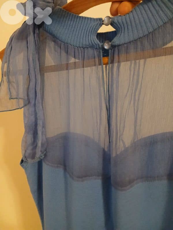فستان LEO GUY أزرق جديد بالتيكيت - قلب كريستال - L/XL - 2