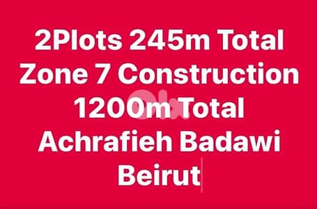 2Plots 245m Total Zone 7 Construction 1200m Achrafieh Badawi Beirut