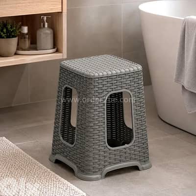 Stackable Rattan-Style Plastic Stool