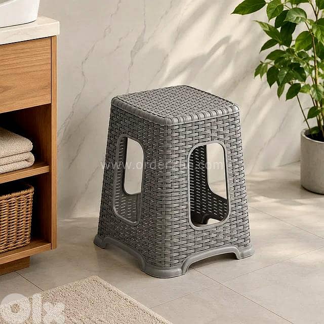 Stackable Rattan-Style Plastic Stool 3
