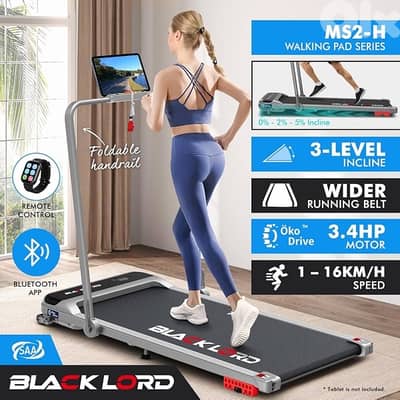 BLACK LORD Treadmill Electric Walking Pad Under Desk 3.4HP