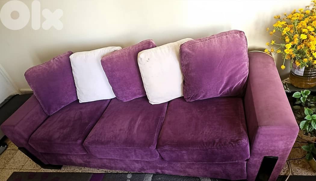 صالون كامل 3 قطع - موف مخمل - بكفيا| Full Velvet Sofa Set 3pcs Bikfaya 3