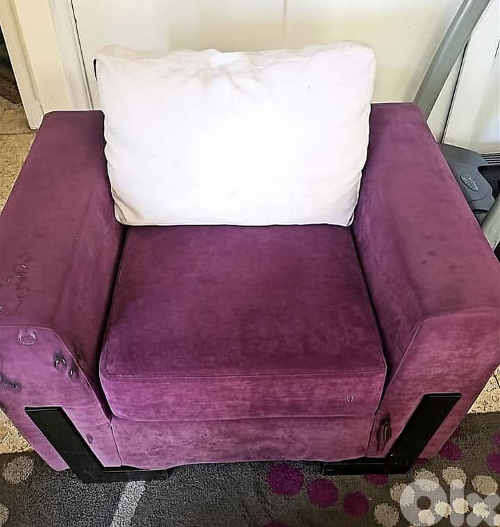 صالون كامل 3 قطع - موف مخمل - بكفيا| Full Velvet Sofa Set 3pcs Bikfaya 1