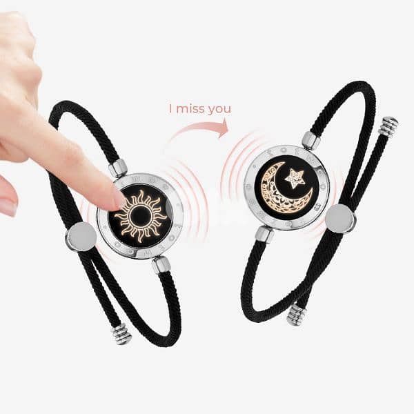 Sun&Moon Touch Bracelets with Milan Rope(Black+Black) 1