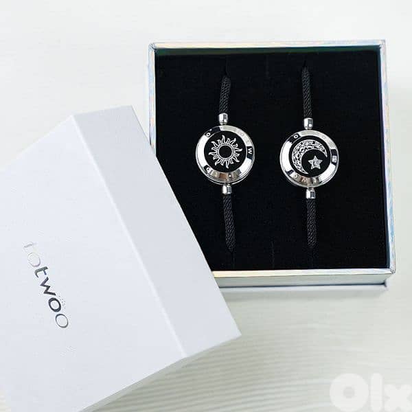 Sun&Moon Touch Bracelets with Milan Rope(Black+Black) 2