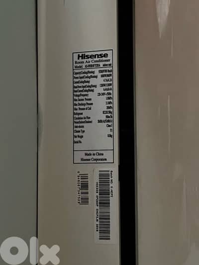 HISENSE 9000 btu like new