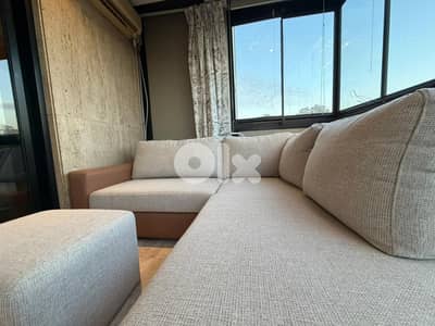 Modern L-Shaped Beige & Camel Sofa