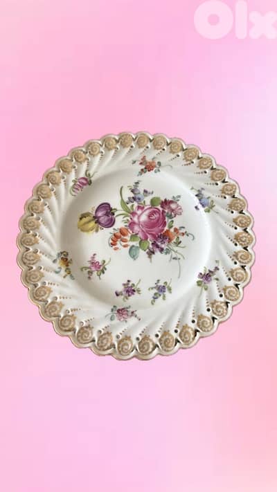 Service de 6 assiettes en porcelaine allemande de Saxe