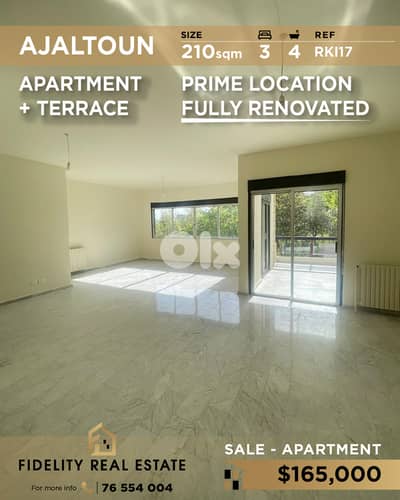Apartment for sale in Ajaltoun RKI17 شقة  للبيع في عجلتون