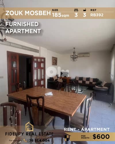Apartment for rent in Zouk Mosbeh RB392 شقة للإيجار في زوق مصبح