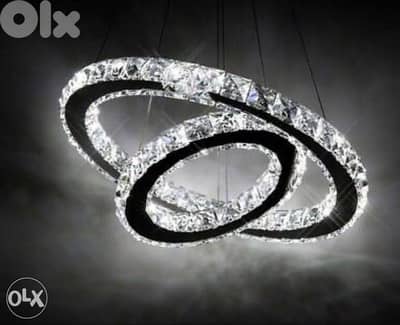 2 Ring Crystal LED 50x30cm Ceiling Lamp Chandelier