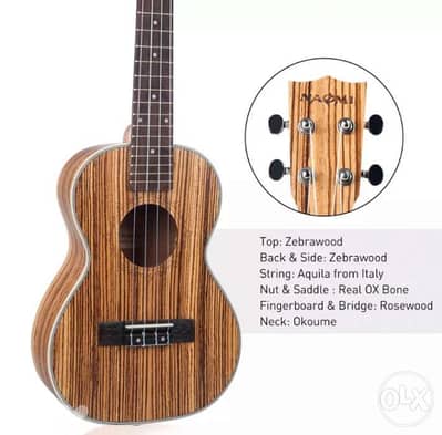 ukulele concert 23 inches اوكلله حجم وسط