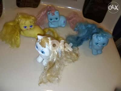 LITTLE PRETTY KITTIES Mattel 1989 small toys colored hair, all=35$
