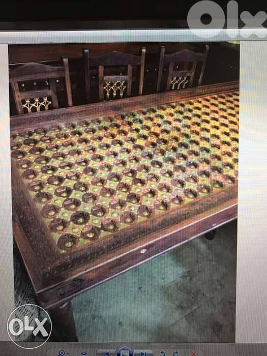 solid wood tek table with 8 chairs 2