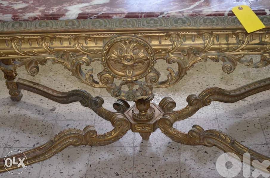 marble top with solid wood base 1