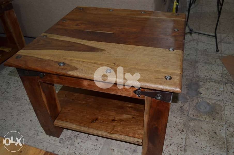 table set one big and 2 small solid wood teak 2