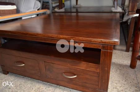 solid teak table with drawers