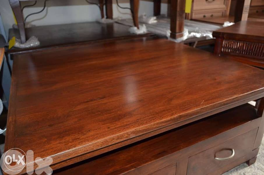 solid teak table with drawers 2