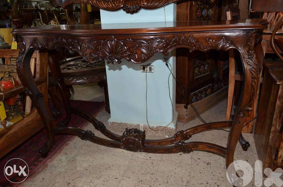 solid wood console engraved with mirror 4