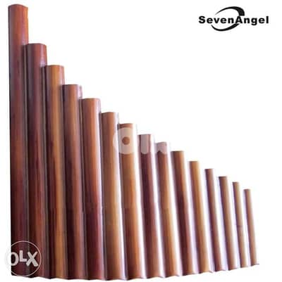 pan flute with case بان فلوت خشب بامبو مع شنطتها