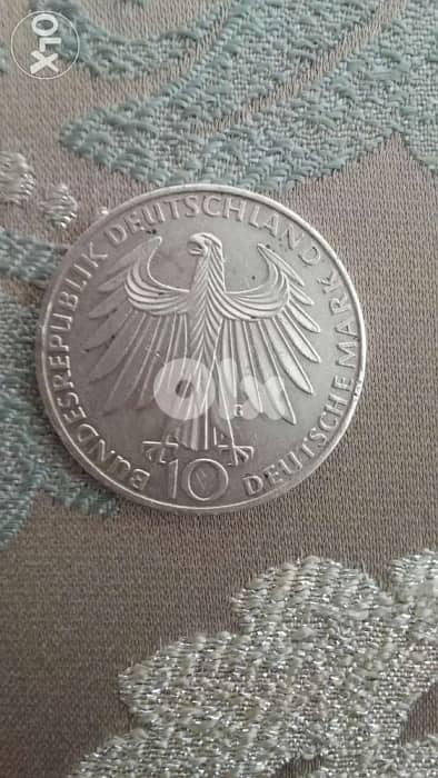 1972 Olympic German Coin Deutschland Silver 10 Marks year 1972