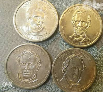 Four Memorial USA Historical President One Dollar Coins
