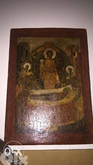 antique 18th century icon dormition