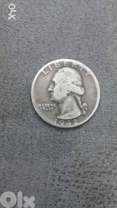 USA Quarter Dollar Silver Coin year 1942