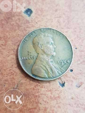 One Cent Coin USA Bronze War Time Lincoln wheat Cent year 1944