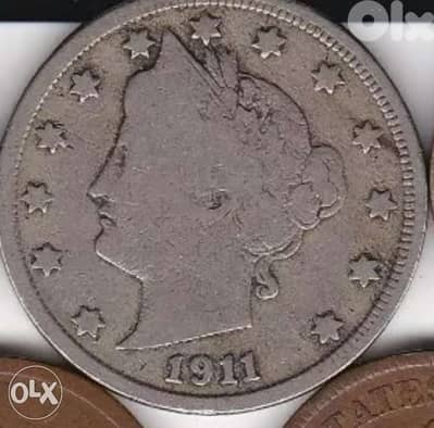 USA Coin Liberty Head V nickel 5 Cents year 1911