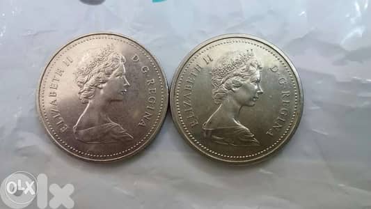 Set of Two Canada One Dollar Memorial Coins year 1973 & 1983