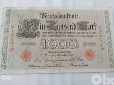 German Reich Large Banknote year 1910
