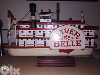 Vintage windable musical wooden ferry boat size 30*20 cm