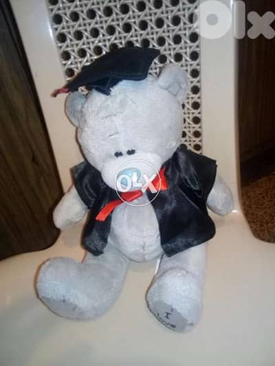 GRADUATION GIFT SMALL BEAR as new plush toy height 20 Cm, Robe +hat=10