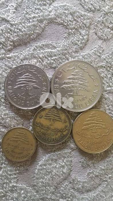 المجموعة اللبنانية مصرف لبنان الليرة و النص و الربع و عشرة و خمسة غروش