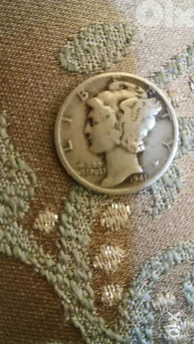 USA silver Dime Coin with the Winged Liberty Head year 1941