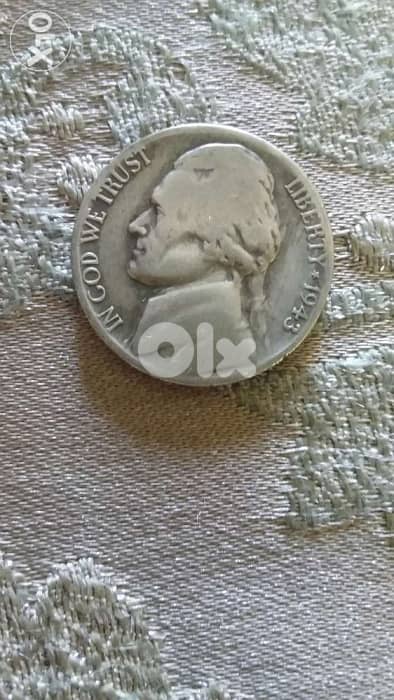 USA coin Jefersson 5 Cent War Time 1943 S with mild double die mint