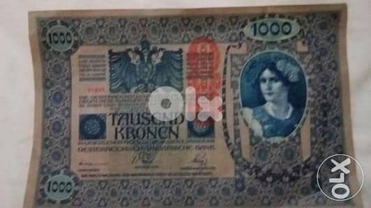 Austro Hungarian Banknote 1000 Kronyear 1902 عملة ورقية النمسا و المجر