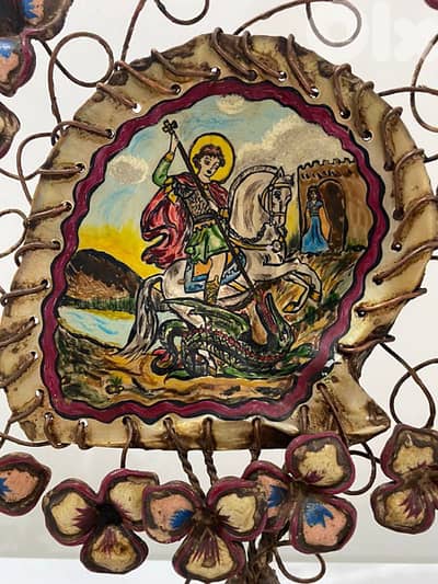 rare St. George’s Jerusalem 19th century icon mother of pearl