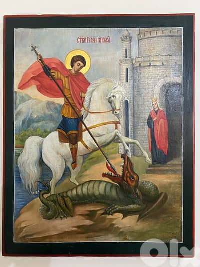 beautiful antique st georges Russian icon