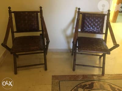 New Bench and 2 folding chairs genuine leather
