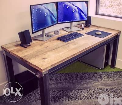 [ Contemporary desk - A Very heavy industrial steel desk ]