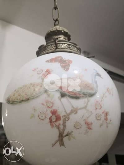 antique pair of opaline Chinese early 20th century chandelier