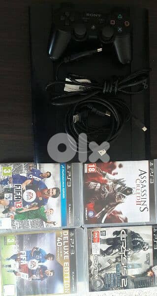 ps3 super slim w 500 gb hdd w 1 joystick w 20. games inside ps
