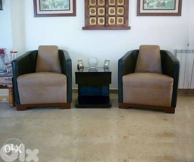 2 Tub Chair Sofa With Table صوفا برجير