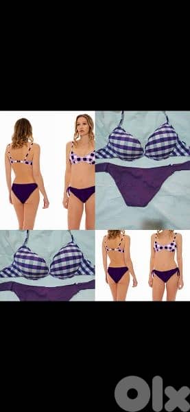 swimsuit purpke with check m l xl xxl
