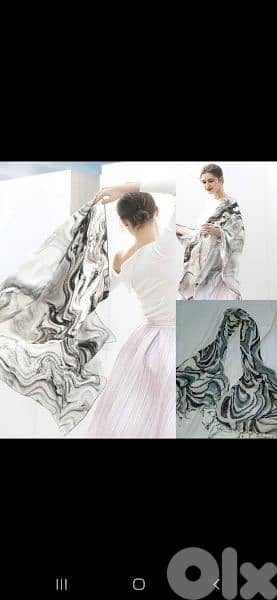scarf grey white black linen 70*17cm
