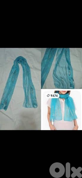 scarf blue with silver scarf