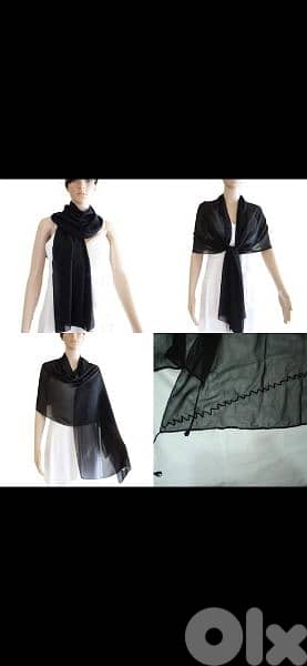 black mousline scarf fi seda 50cm* 170cm. w fi ma3 kharaz 45*200cm