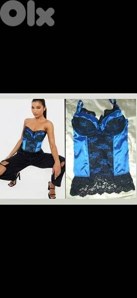 corsset blue with black lace s to xxL